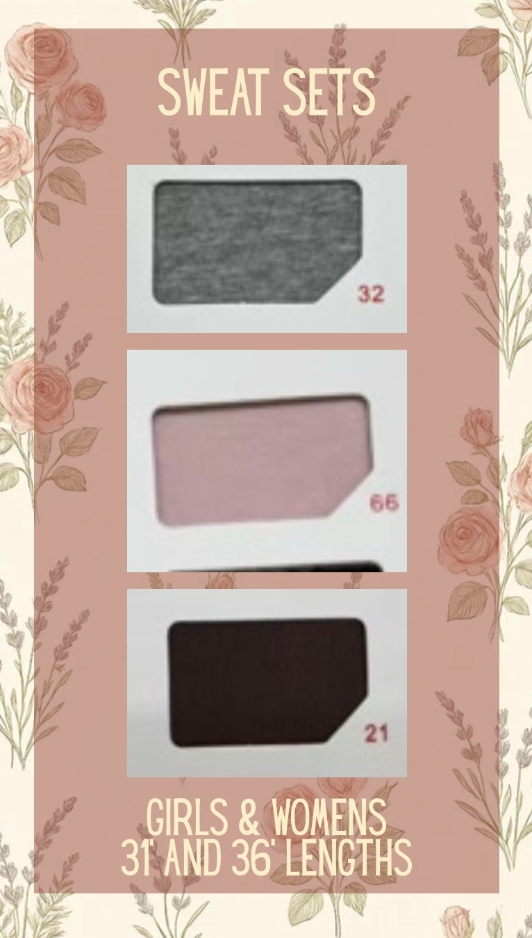 Women’s Skirt Sweat Sets - 36 inch
